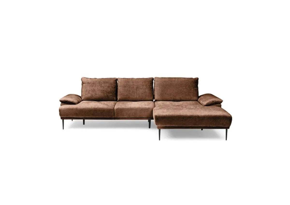 Ecksofa ENRIK - 2,5-Sitzer, Ecke rechts inkl. Sitztiefenverstellungen, Stoff, Orange