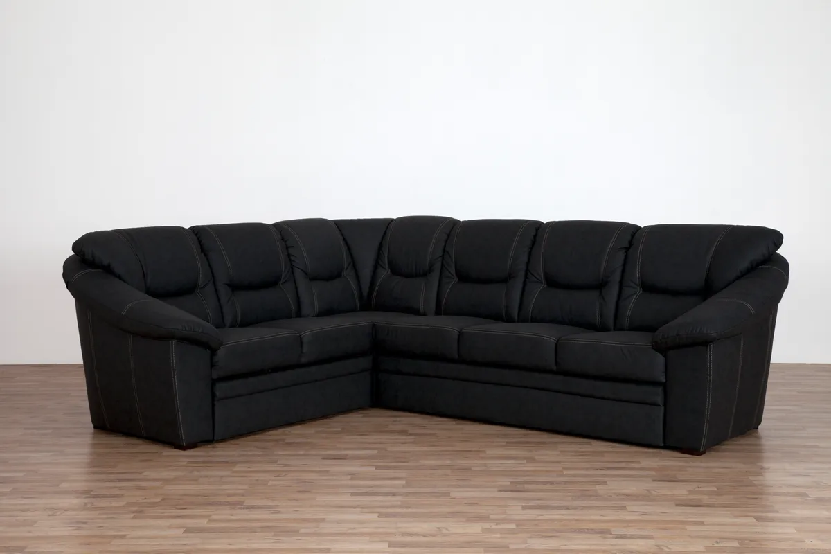 Ecksofa - 3-Sitzer, Ecke rechts in Kunstleder Dunkelgrau