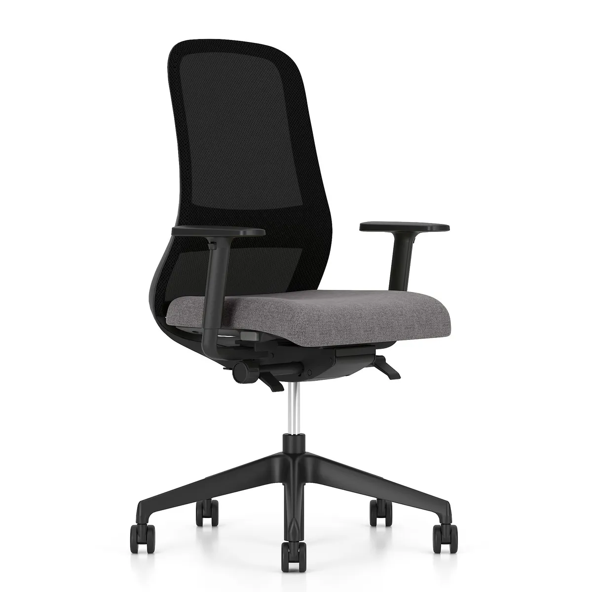 Bürodrehstuhl - mit Armlehnen, Stoff, Schwarz, Grau