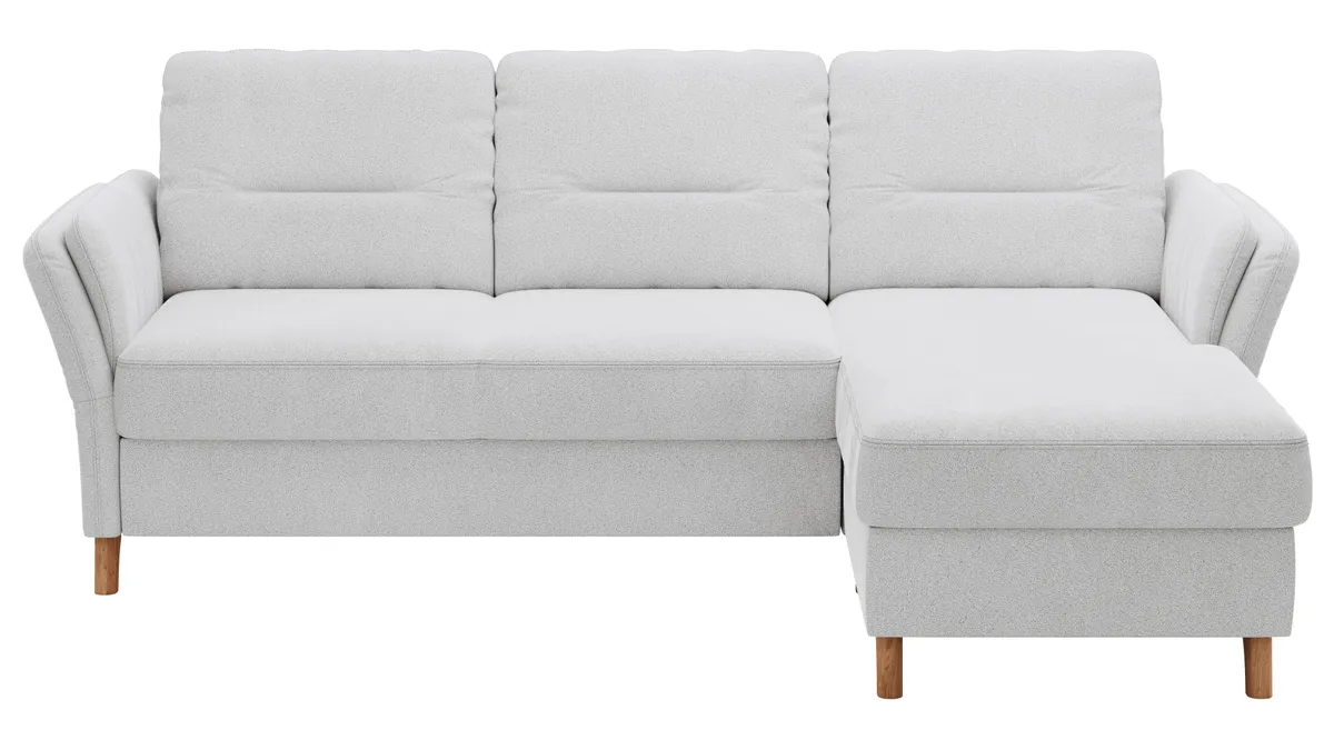 Ecksofa Vayra - 2,5-Sitzer mit Longchair rechts, Stoff, Offwhite