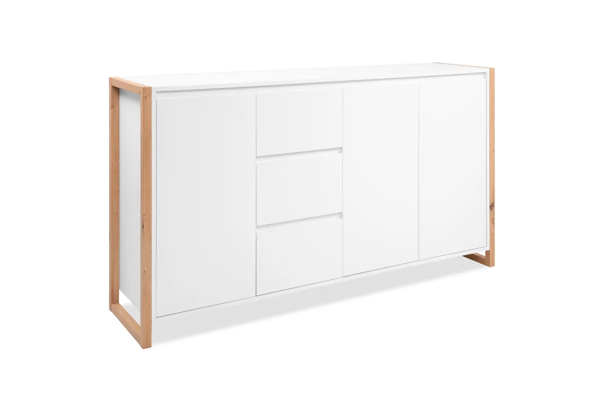 Sideboard - B ca. 160 cm, Weiß, Artisan Eiche Nachbildung