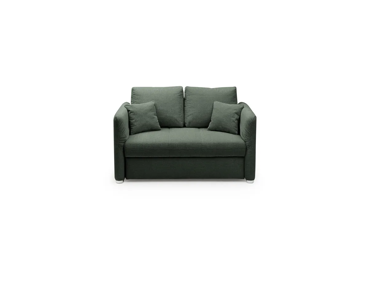 Sofa JORDEN - 1,5-Sitzer inkl. Schlaffunktion mit Bettkasten, verstellbare Armlehnen, Stoff, Dunkelgrün