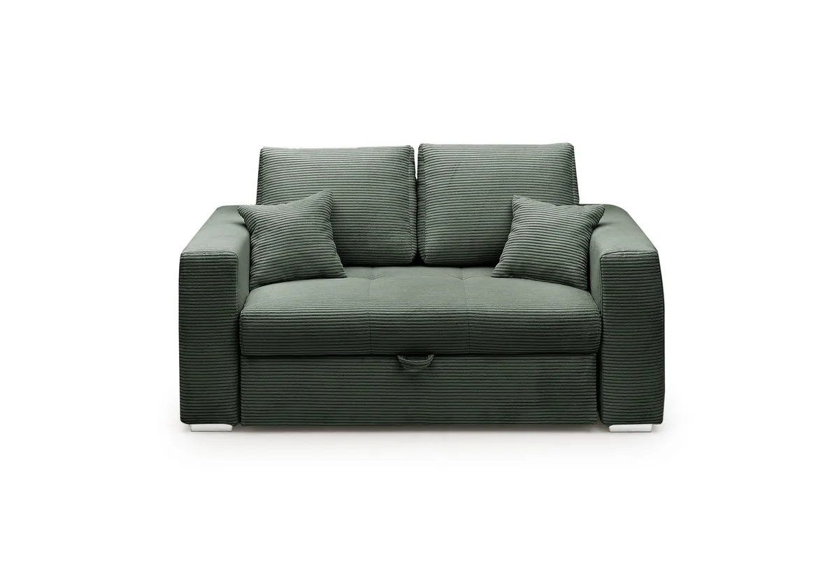 Sofa JORDEN 2 - 2-Sitzer inkl. Schlaffunktion mit Bettkasten, Cord, Grün