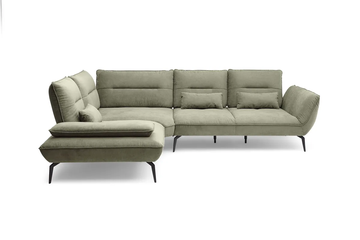 Ecksofa PAYTON - Ecke links, 2,5-Sitzer inkl. Rückenneigung, Armteilverstellung, Stoff, Dunkelgrün