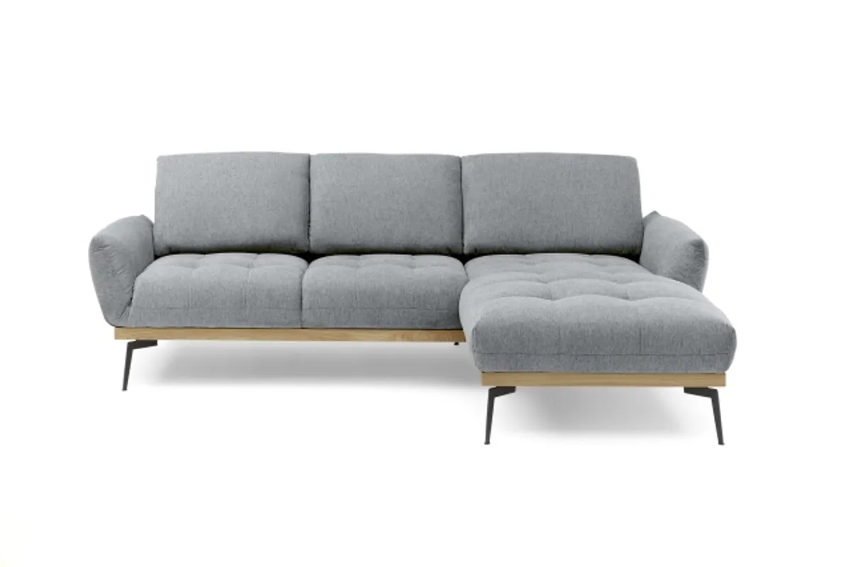 Ecksofa EDDIE - 2-Sitzer, Ecke rechts inkl. Rückenverstellungen, Stoff, Dunkelgrau