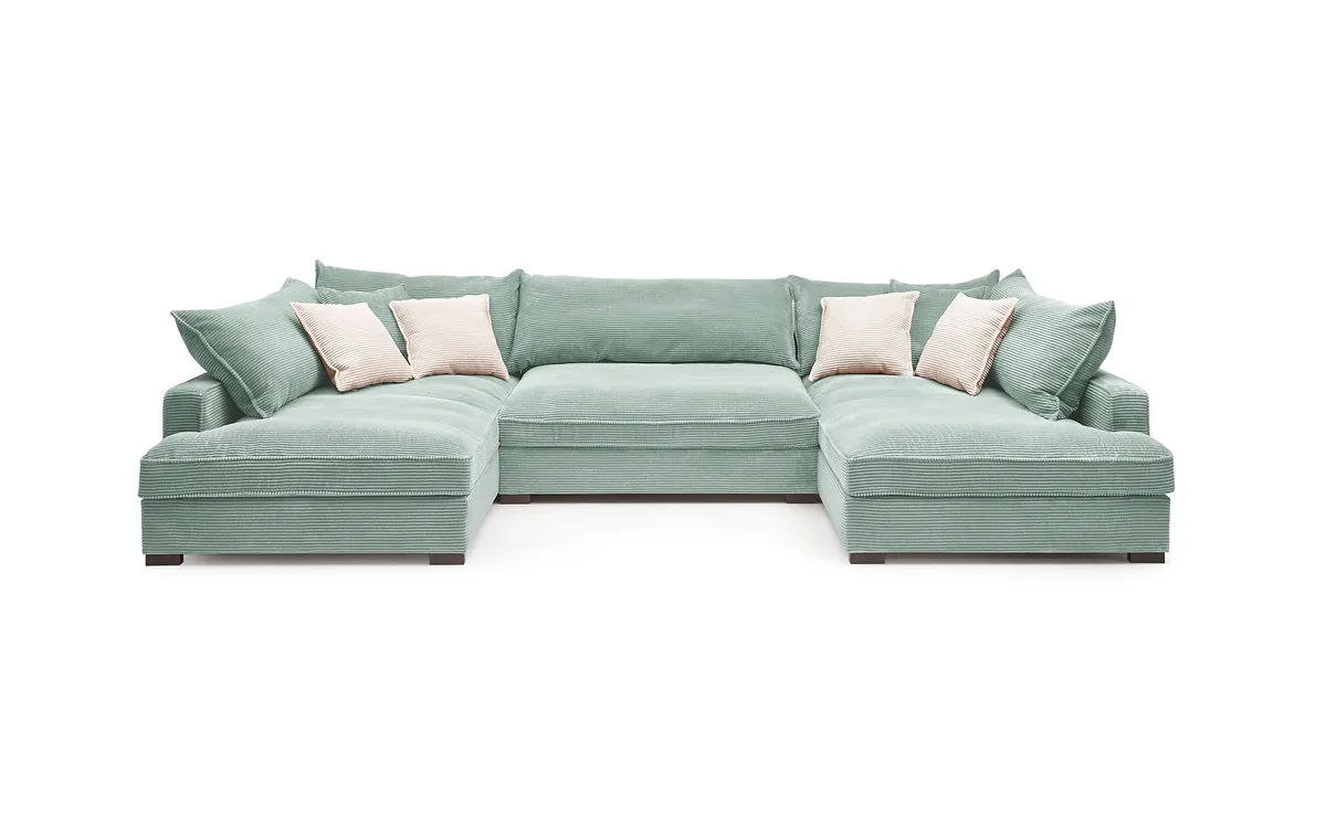 Wohnlandschaft - Longchair links, 2-Sitzer, Ecke rechts, Stoff, Mint