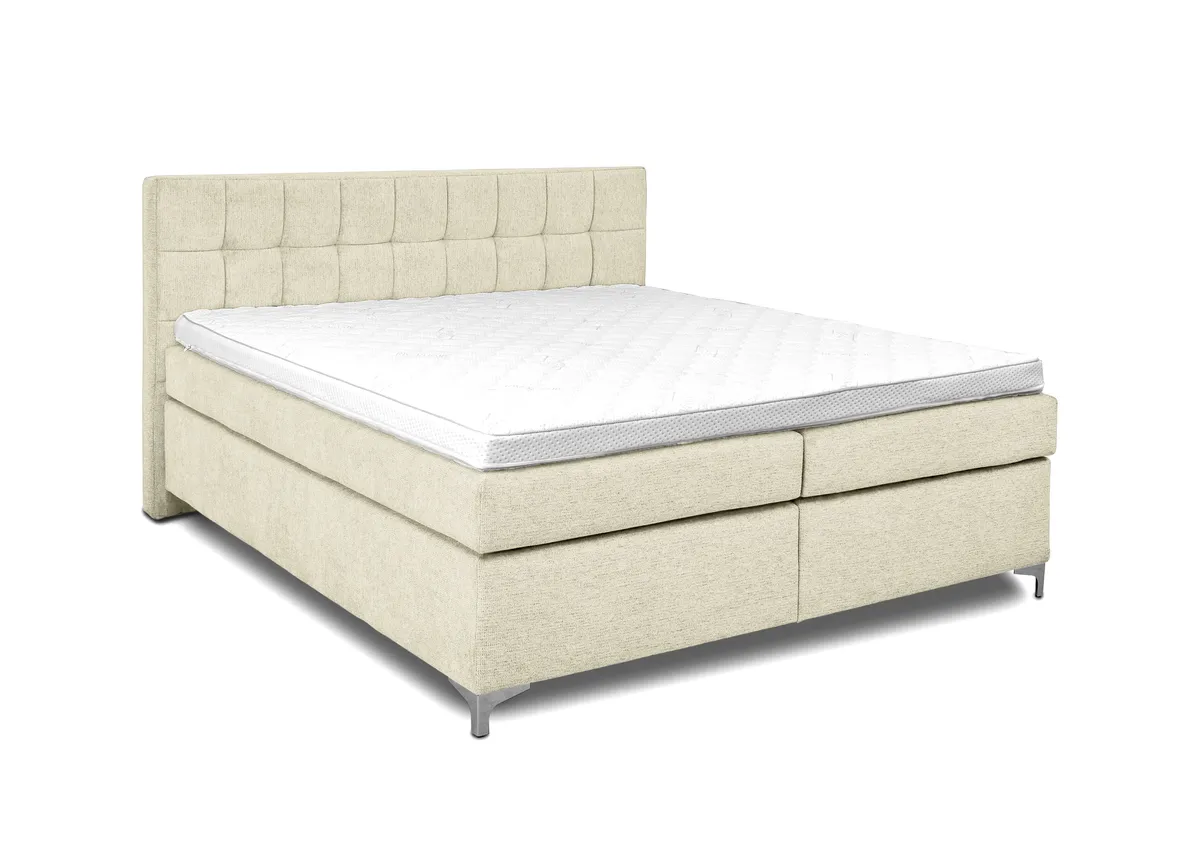 Boxspringbett HINDA- Liegefläche ca. 180x200 cm, Stoff, Creme, TFK H3/TFK H3