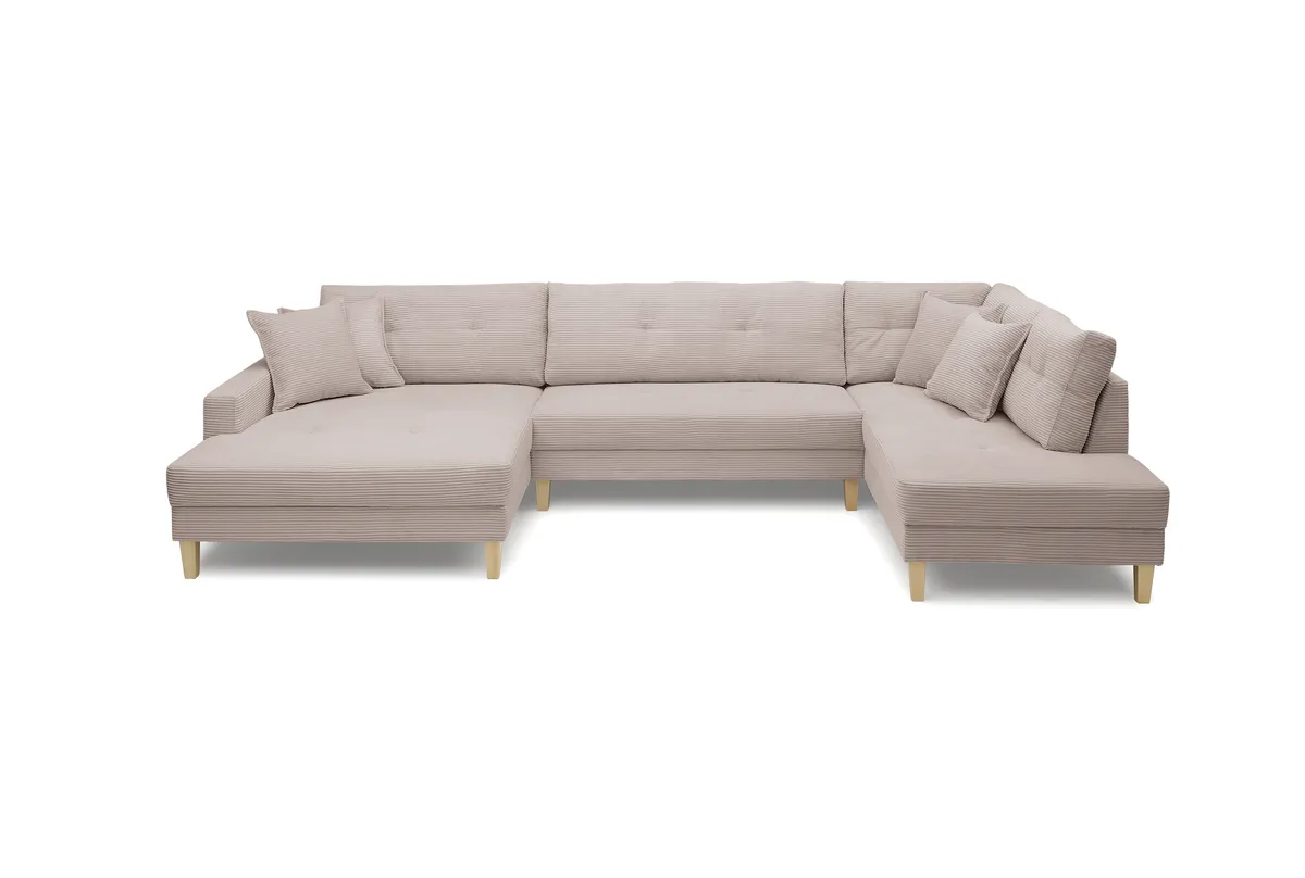 Wohnlandschaft - Longchair links, 2-Sitzer, Ecke rechts, Stoff, Rosa