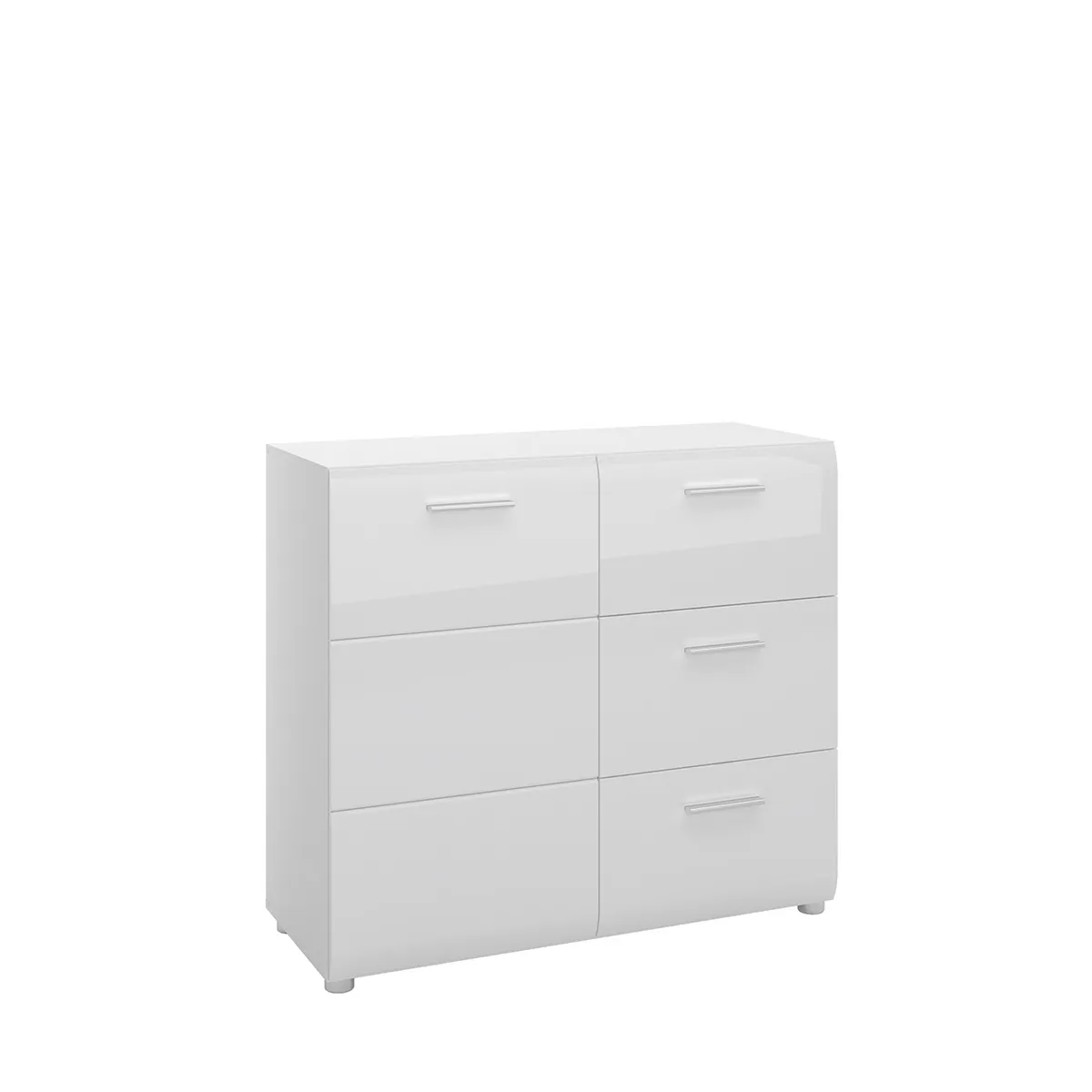Kommode- Weiß, Weiß, Hochglanz