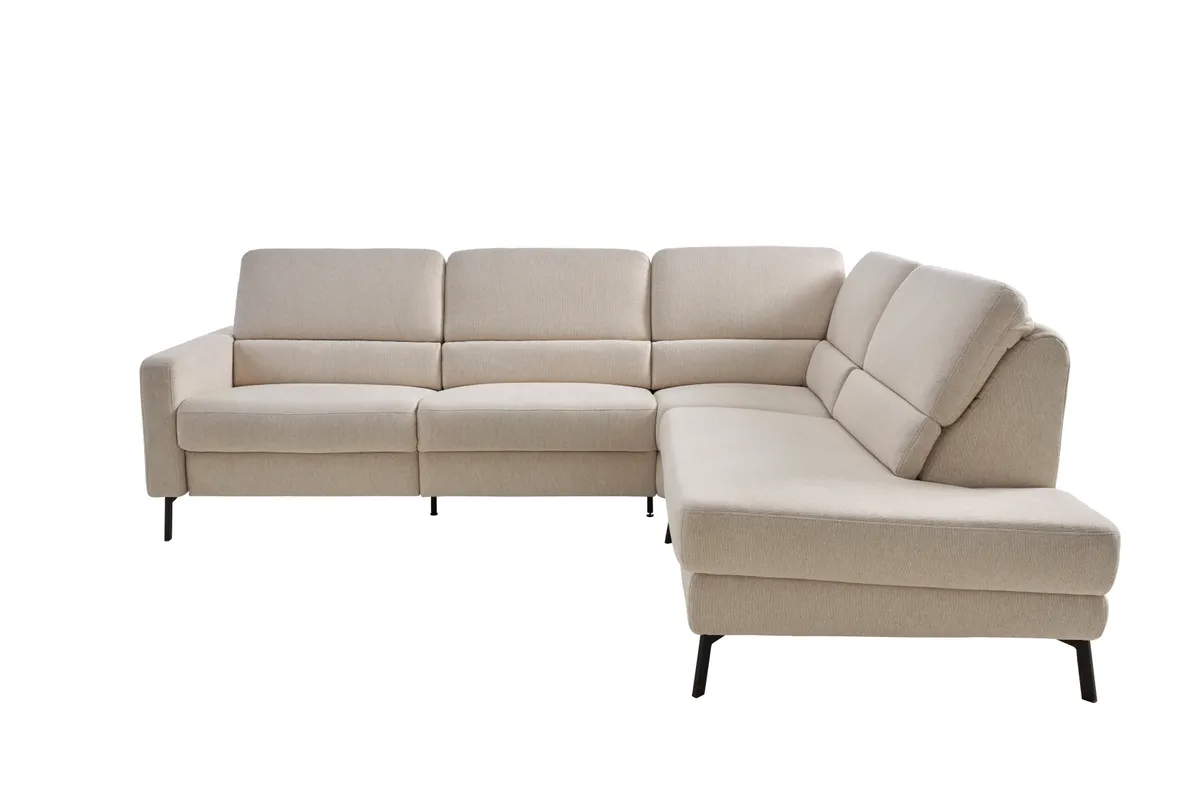 Ecksofa Valera - 3-Sitzer mit Ecke rechts inkl. Rückenlehne verstellbar, Stoff, Natur