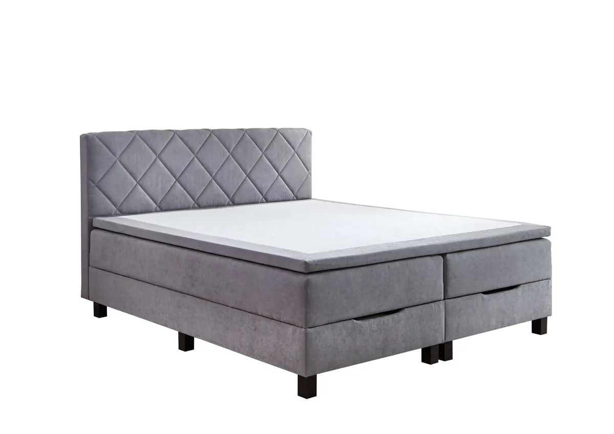 Boxbett STAN- Liegefläche ca. 180x200 cm, Stoff, Silbergrau