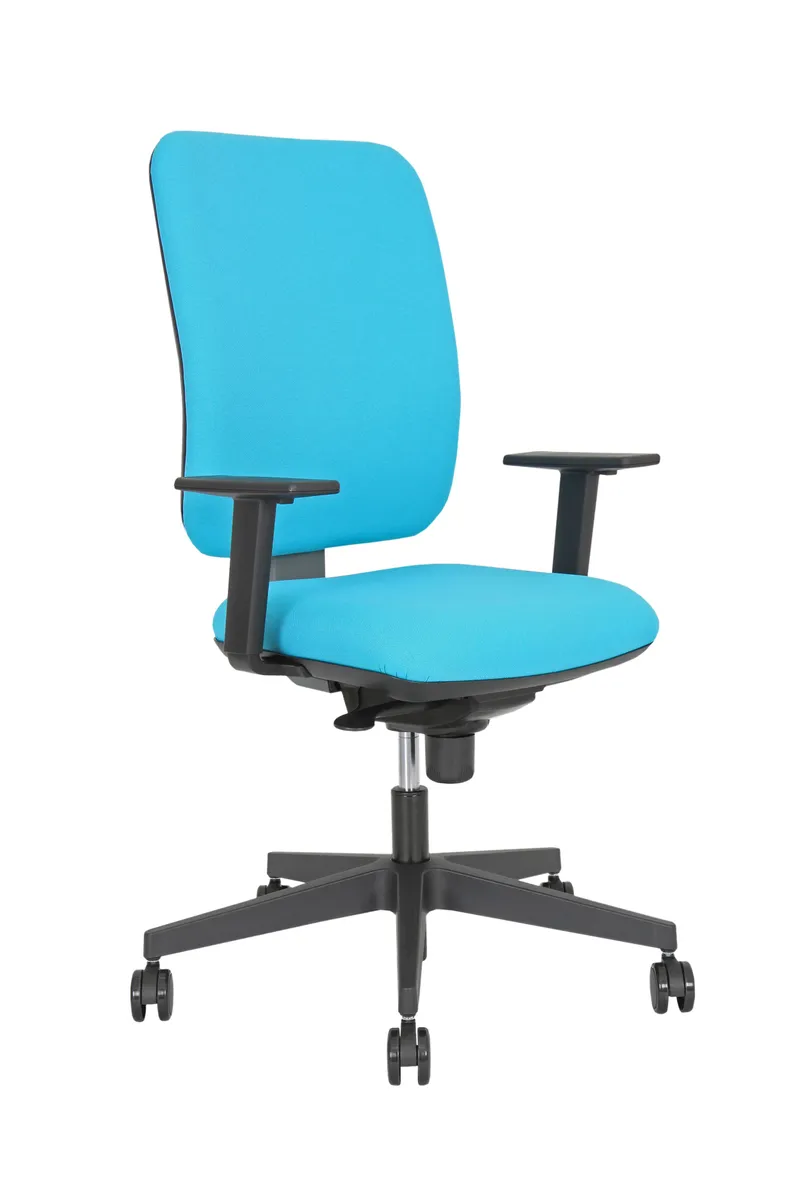 Bürodrehstuhl - höhenverstellbarer Sitz und Armlehnen, Stoff, Schwarz
