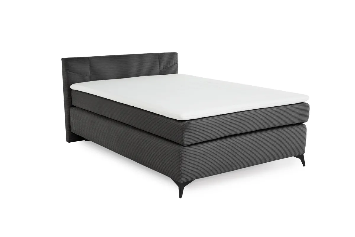 Boxspringbett JODIE- Ligefläche ca. 140x200 cm, Stoff, Grau