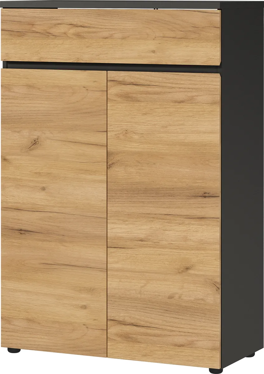 Aktenschrank GRIFFIN - B ca. 80 cm, Graphit, Eiche Nachbildung