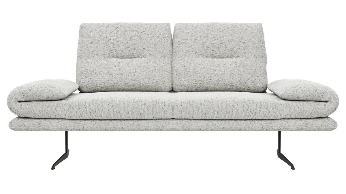 Sofa Lucero 2.0 - 2-Sitzer inkl. Drehsitz, Rollout-Armlehne und Sitztiefe verstellbar, Stoff, Offwhite