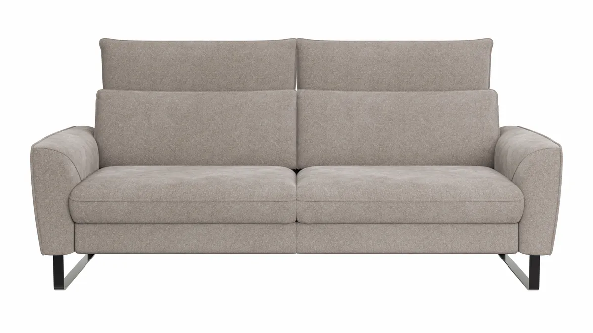 Sofa Avela - 3-Sitzer inkl. Kopfteil verstellbar, Stoff, Bisquit