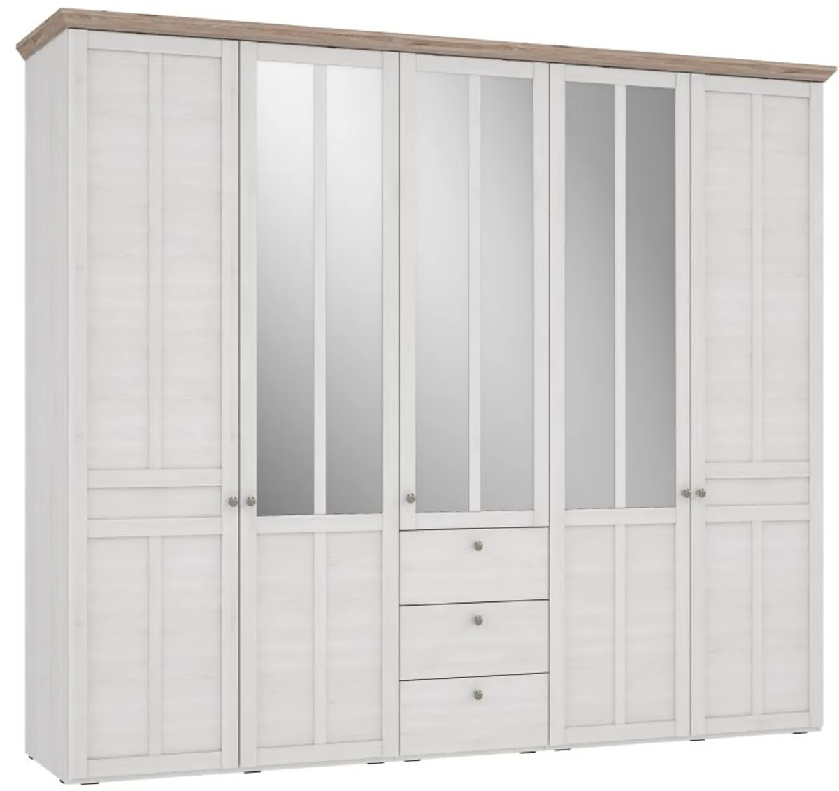 Drehtürenschrank FALLA - B ca. 254 cm, Weiß, Eiche Dekor
