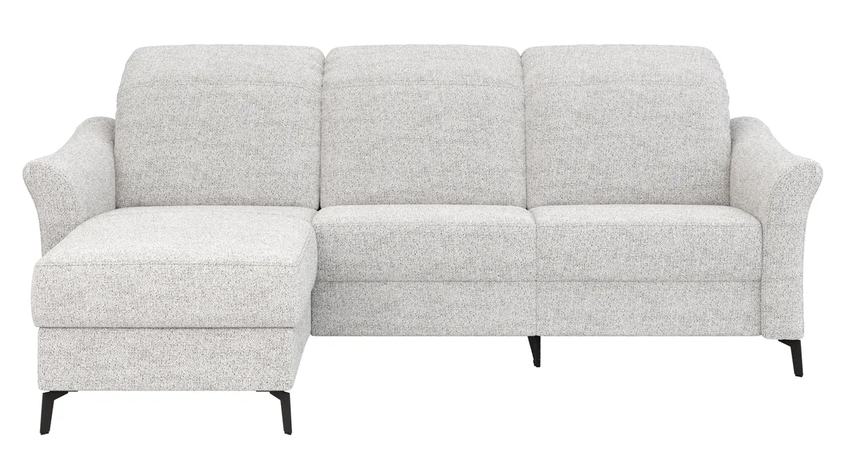 Ecksofa Canterbury - Longchair links mit 2,5-Sitzer, inkl. Relaxfunktion (motorisch) und Kopfteilverstellung, Stoff, Offwhite