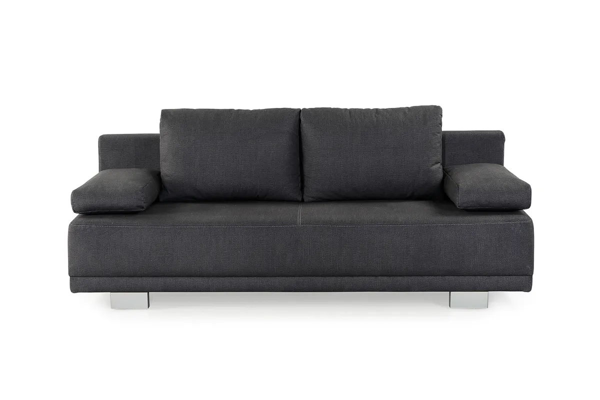 Schlafsofa - 2-Sitzer inkl. Schlaffunktion und Bettkasten, Stoff dunkelgrau