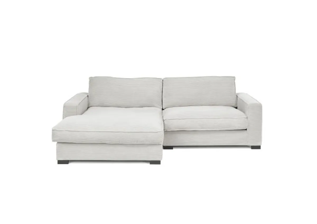 Ecksofa - Ecke links, 2-Sitzer, Stoff, Hellgrau