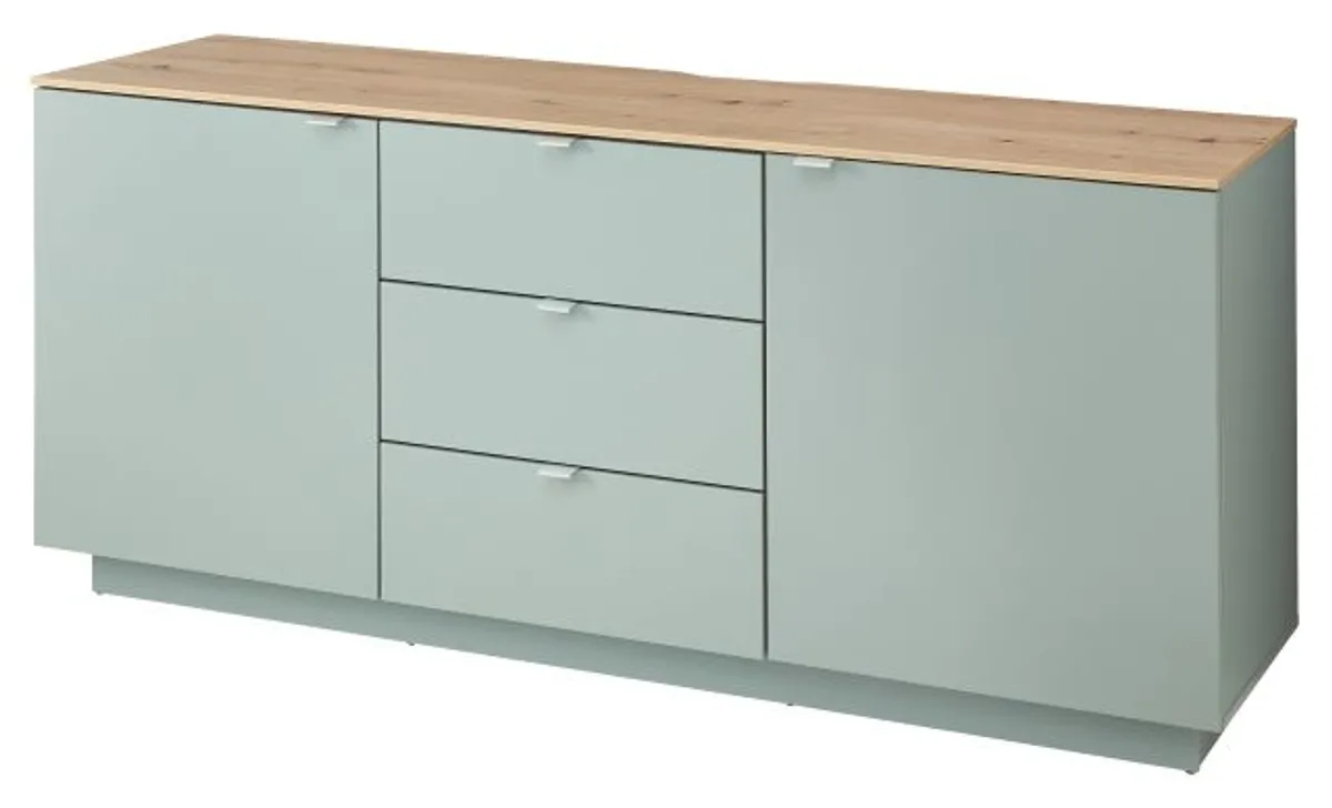 TV-Sideboard - Olivgrün, Eiche Dekor