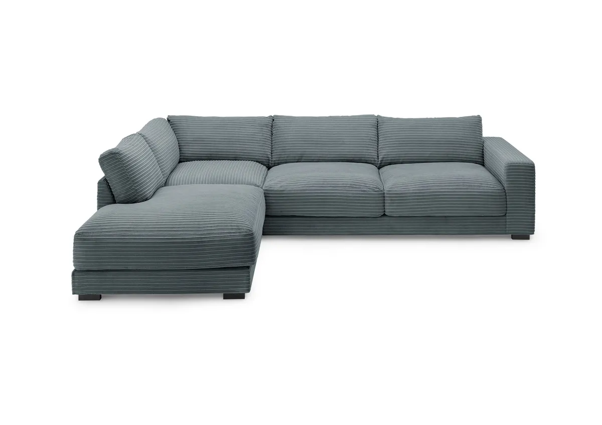 Ecksofa - Ecke links mit 3-Sitzer, Cord, Azur