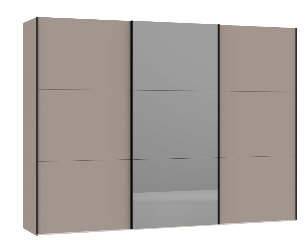 Schwebetürenschrank JOIN IT- B ca. 303 cm, Nougat, Spiegel, Dunkel