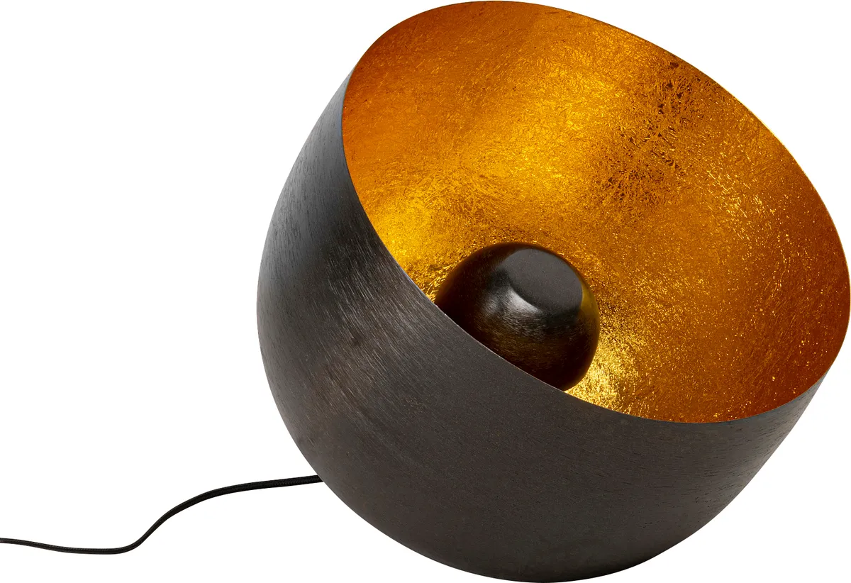 Bodenleuchte- DH ca. 35x31 cm, Stahl vernickelt, Schwarz, Gold