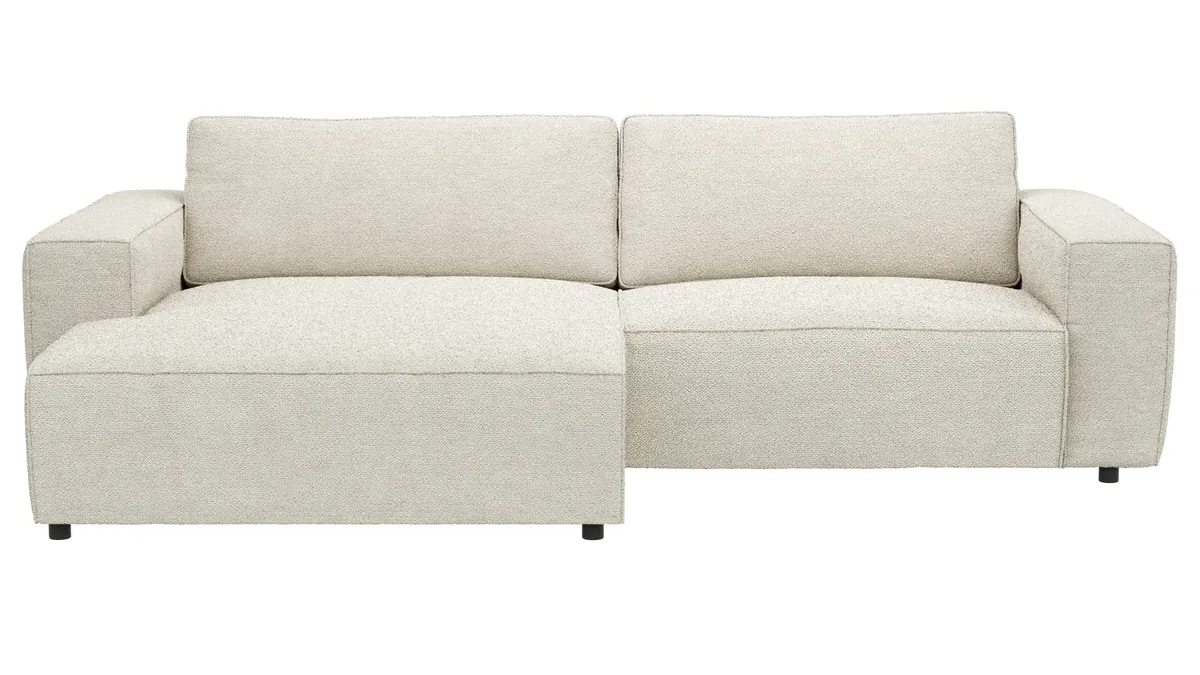 Ecksofa Lilaia - Chaise Longue XL mit 1,5-Sitzer XL rechts, Stoff, Creme