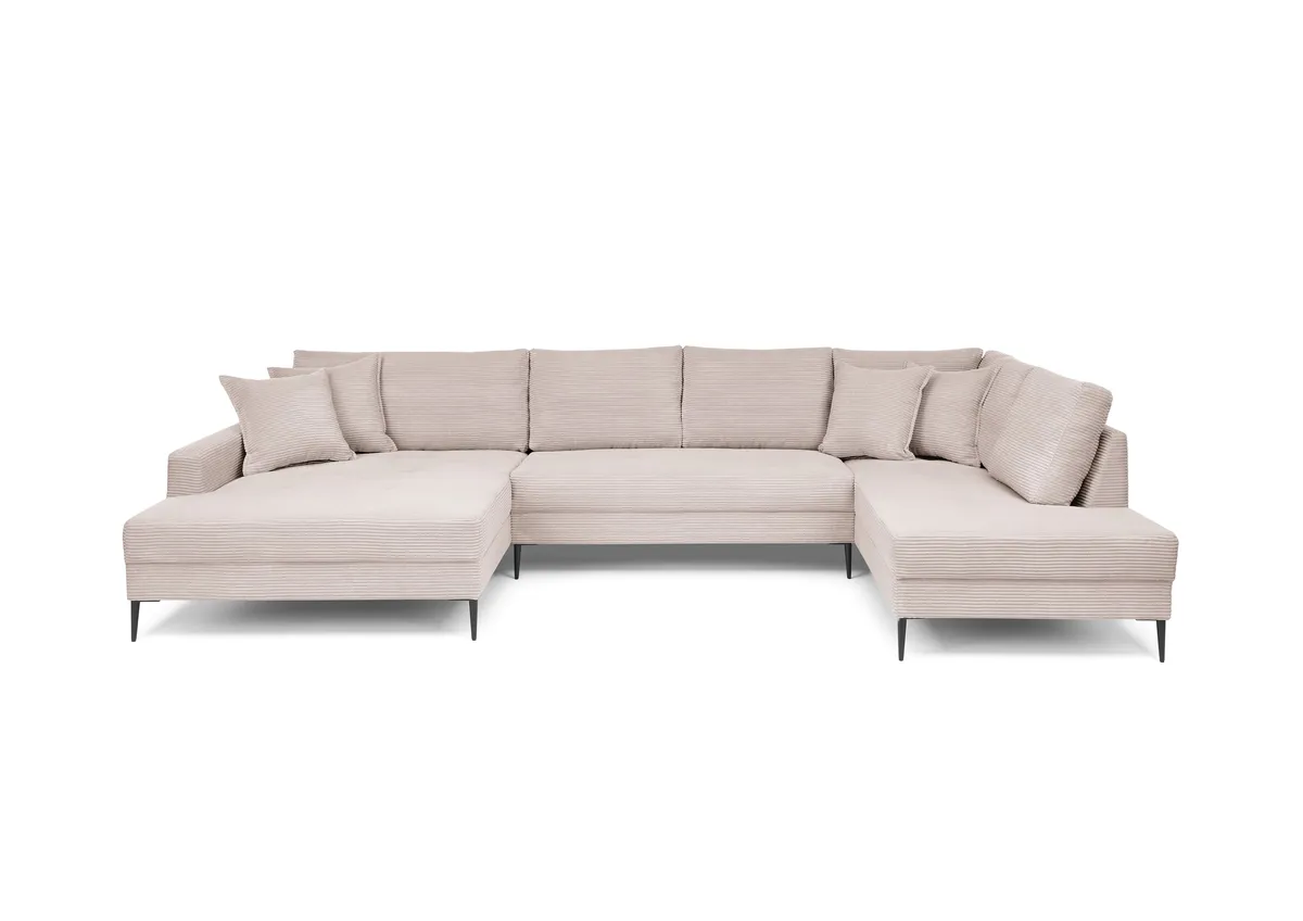 Wohnlandschaft - Longchair links, 2-Sitzer, Ecke rechts, Stoff, Rosa