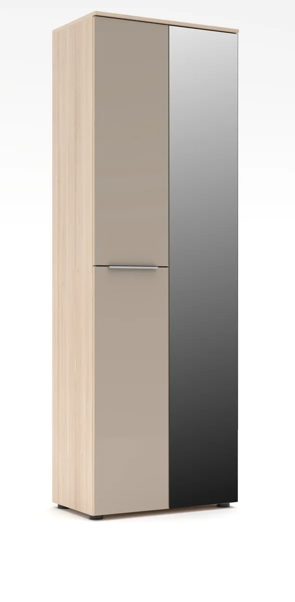 Garderobenschrank - B ca. 65 cm, Riva Eiche Nachbildung, Kaschmir, Spiegel