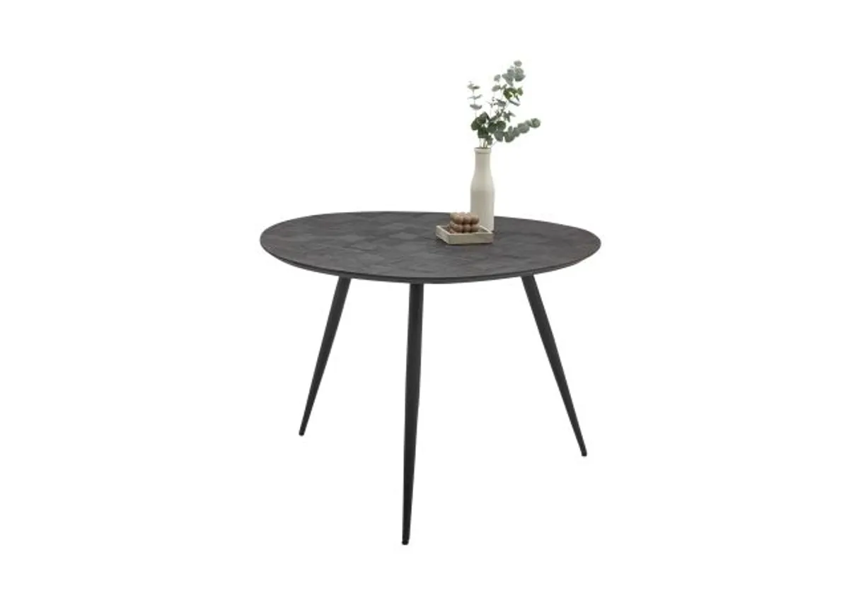 Esstisch - LB ca. 111x108 cm, Anthrazit Mosaik gemustert, Schwarz
