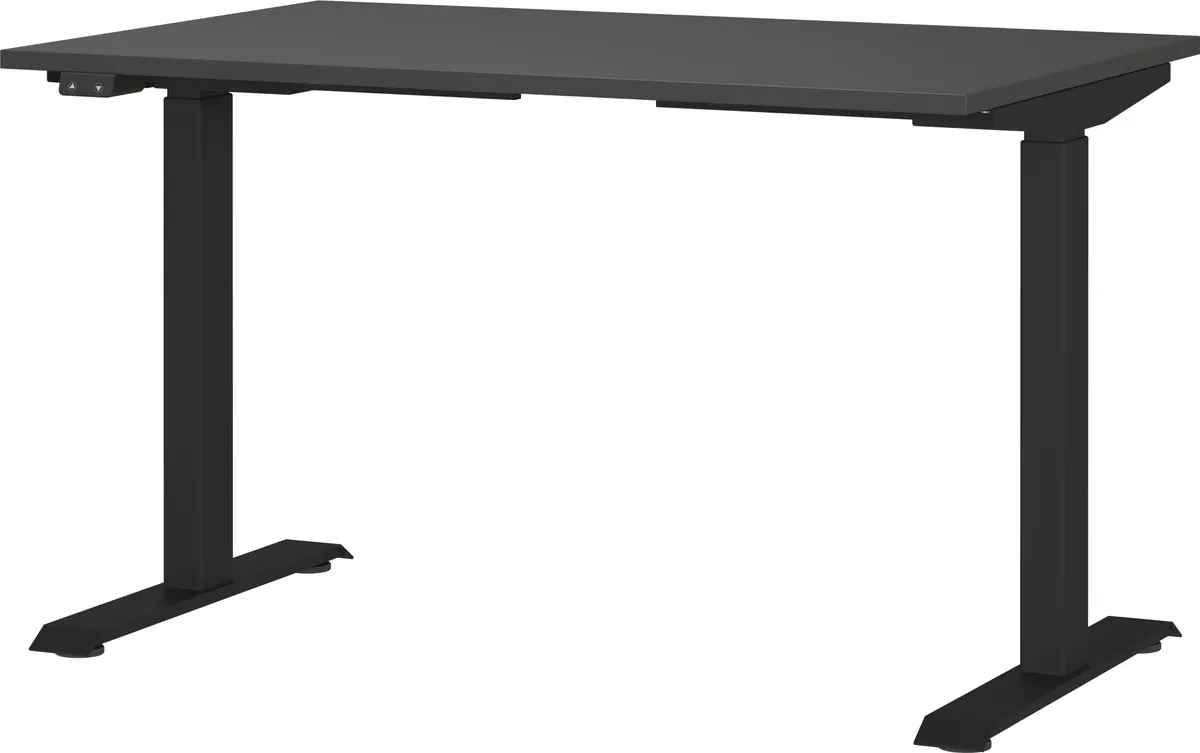 Schreibtisch GELI - höhenverstellbar, LB ca. 120x80 cm, Graphit, Schwarz