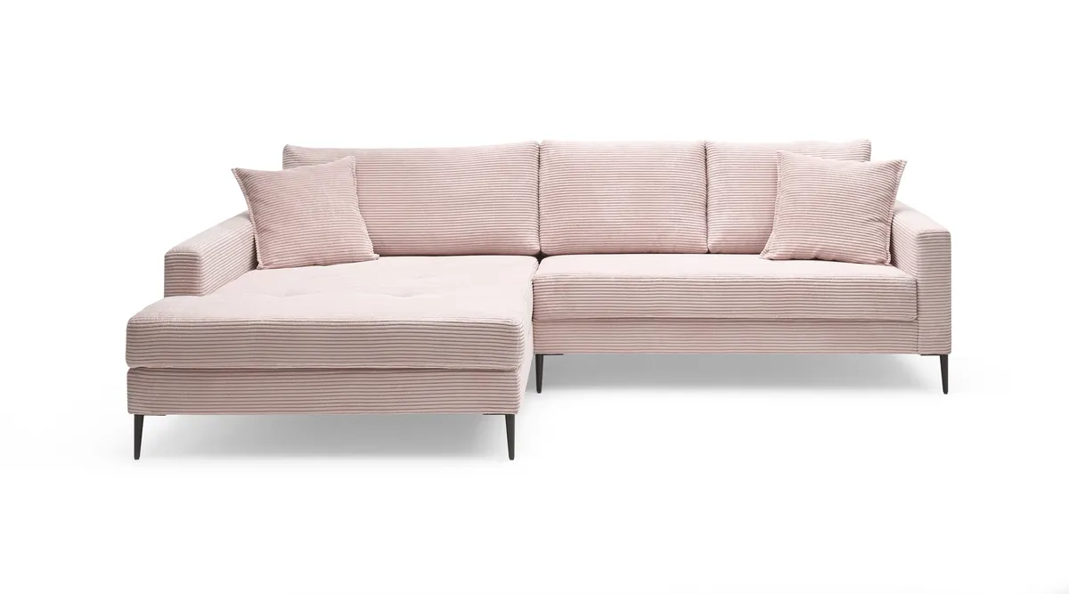 Ecksofa-  Ecke links, 3-Sitzer, Stoff, Rosa