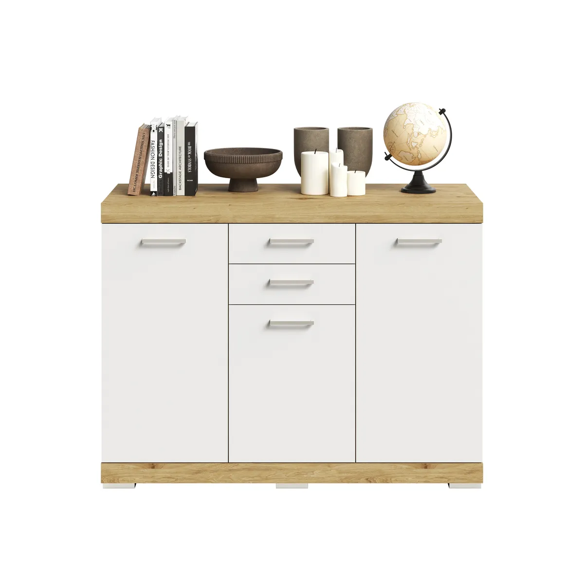 Kommode - Eiche Dekor, Weiß