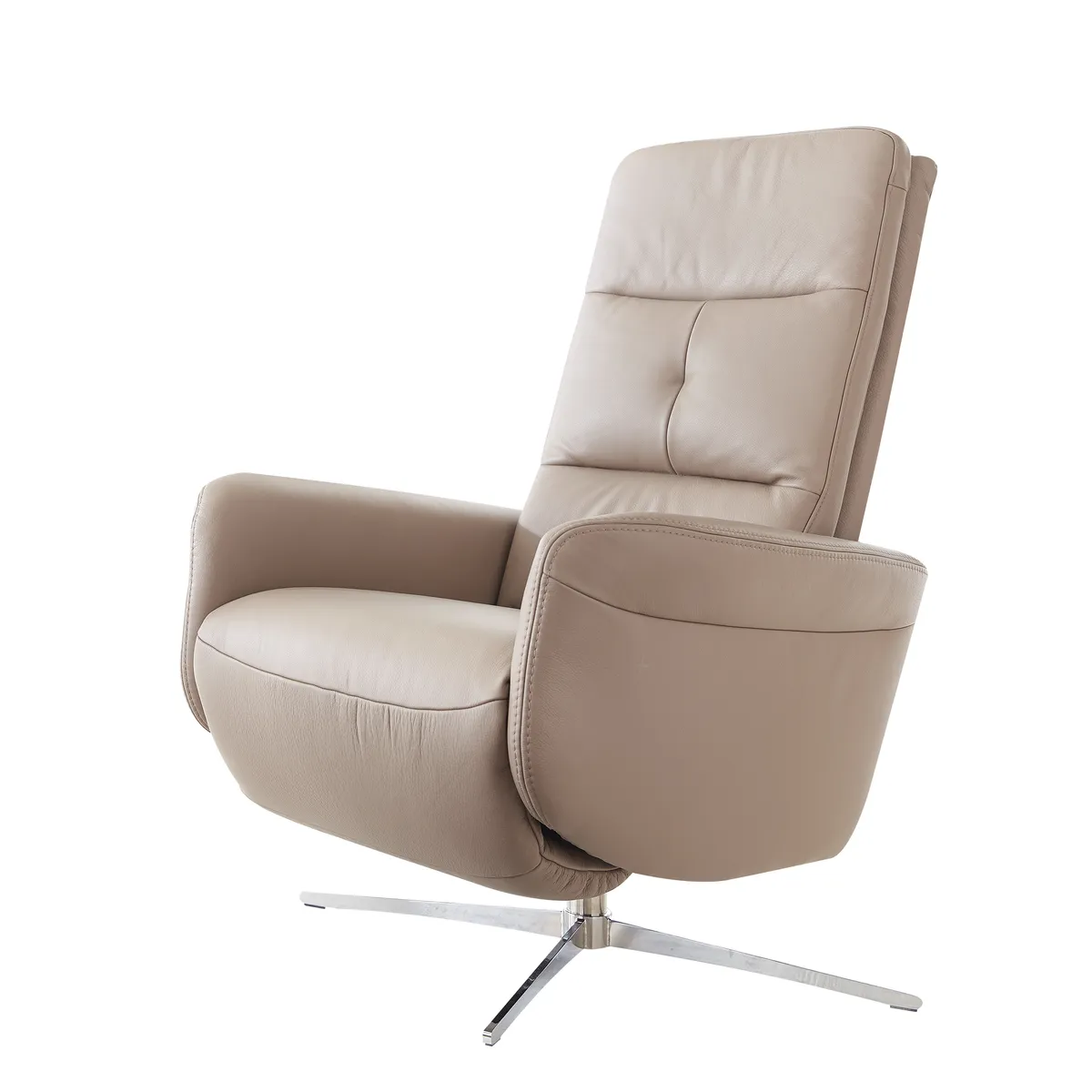 TV-Sessel Melbourne - Relaxfunktion motorisch, Größe S, Leder, Taupe