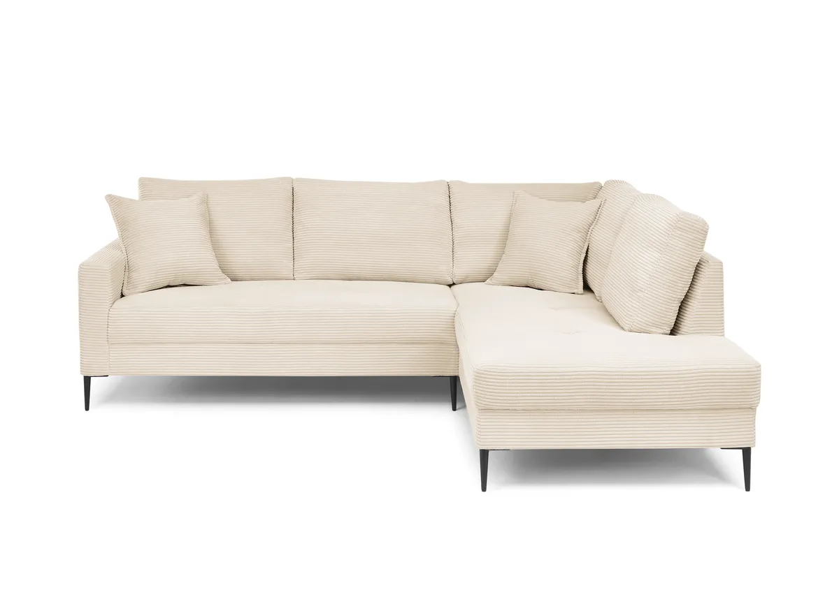 Ecksofa - 3-Sitzer, Ecke rechts, Stoff, Creme
