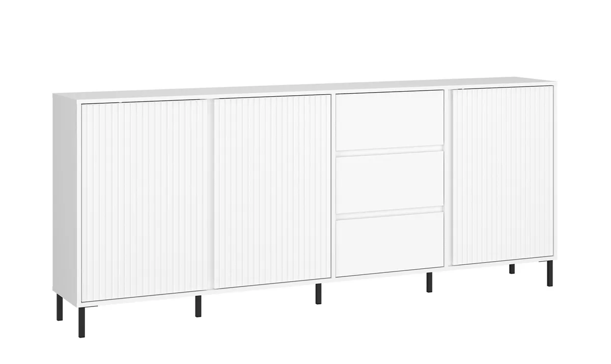 Sideboard - B ca. 212 cm, Weiß, Weiß Hochglanz