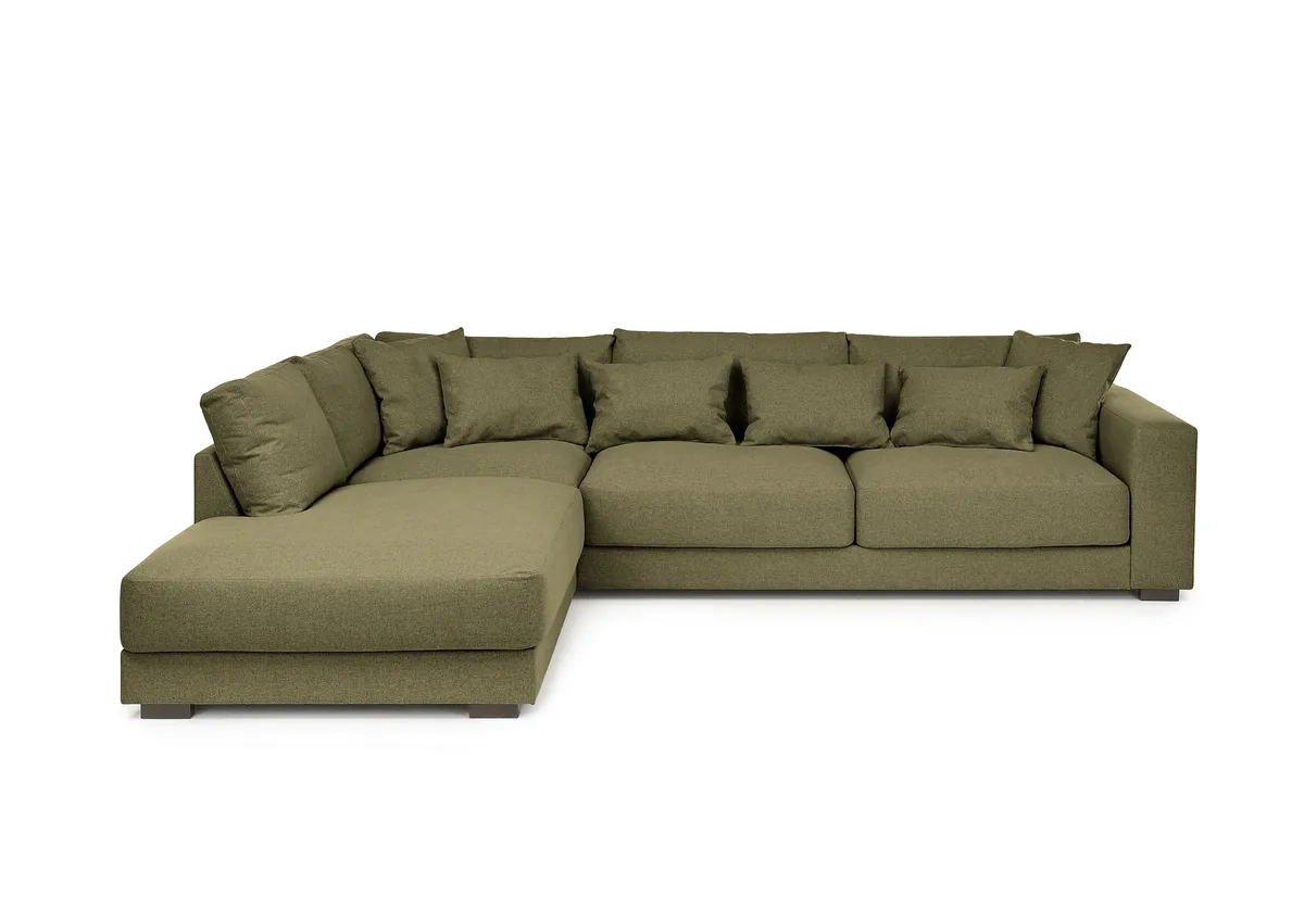 Ecksofa - Ecke links, 3-Sitzer, Stoff, Olive
