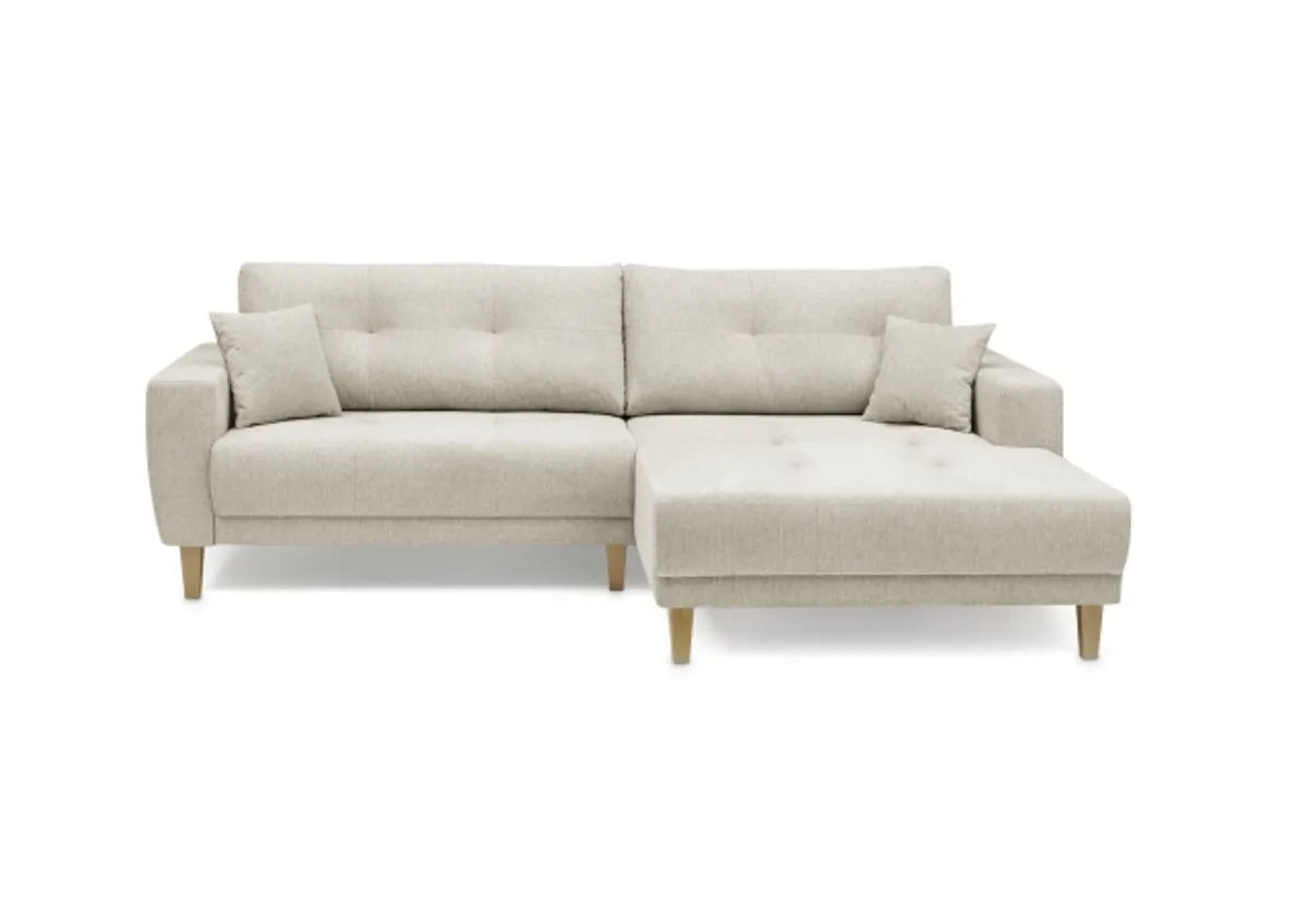 Ecksofa - 3-Sitzer, Ecke rechts inkl. elektrische Sitztiefenverstellung, Stoff, Graubeige