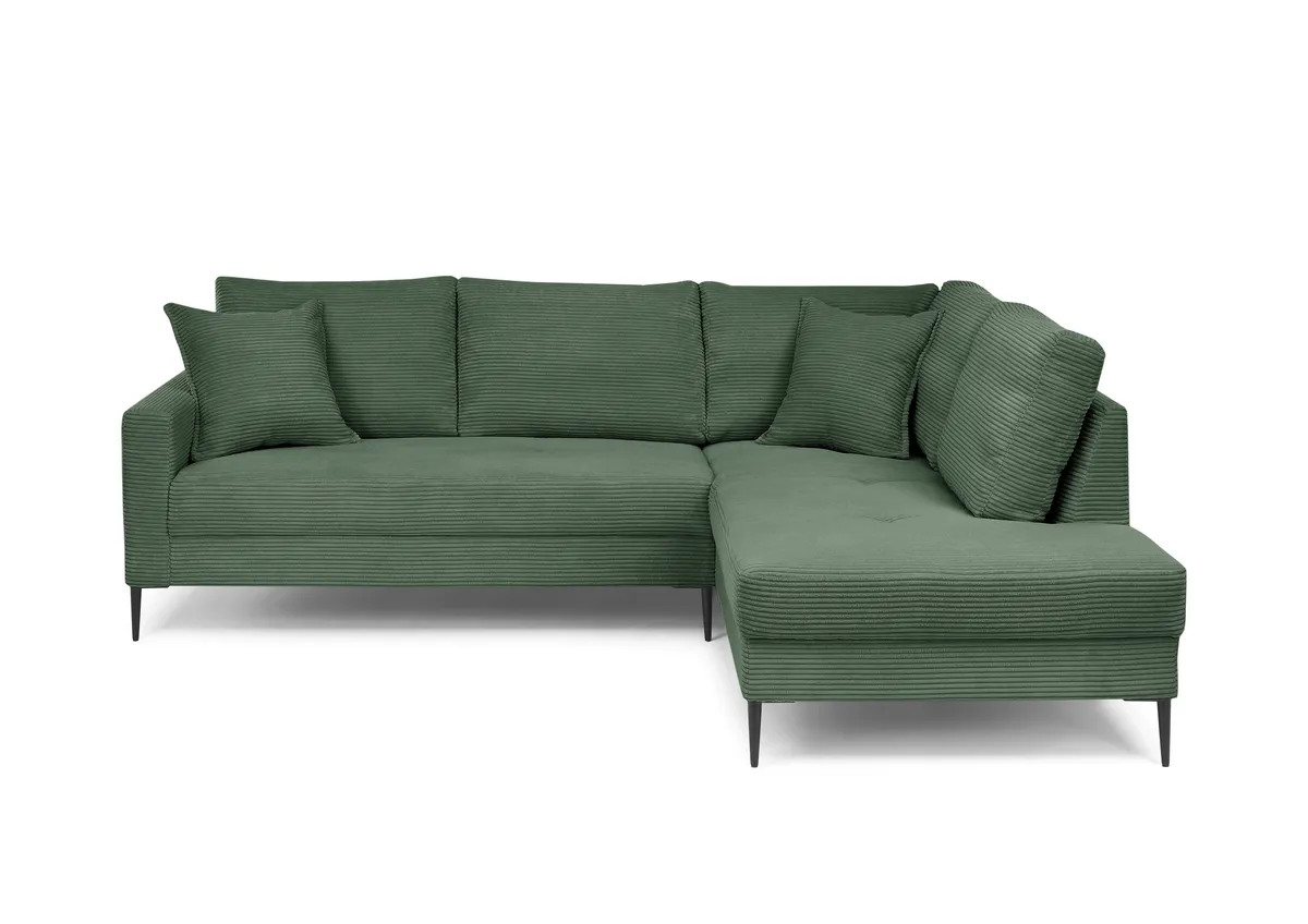 Ecksofa - 3-Sitzer, Ecke rechts, Stoff, Grün