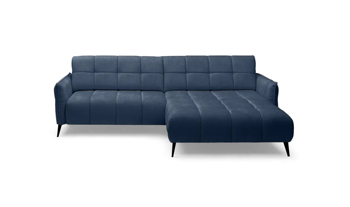 Ecksofa WALI MINI - 2-Sitzer, Ecke rechts inkl. Relaxfunktion, Stoff, Blau