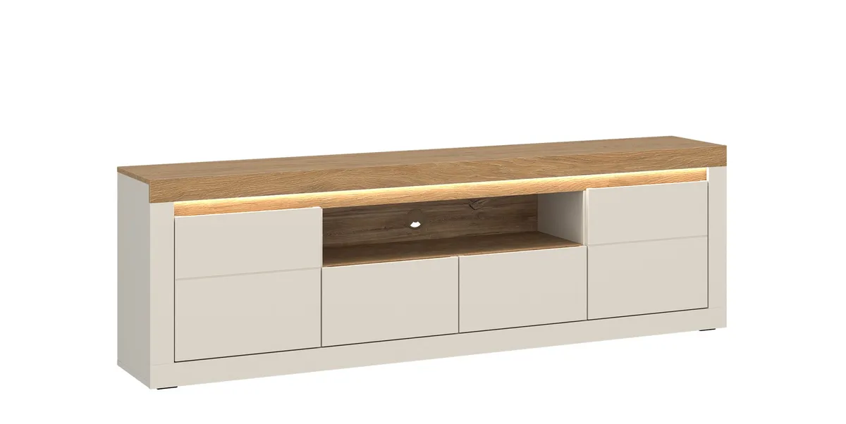 TV-Lowboard - mit Beleuchtung, B ca. 194 cm, Kaschmir, Stone Eiche Nachbildung