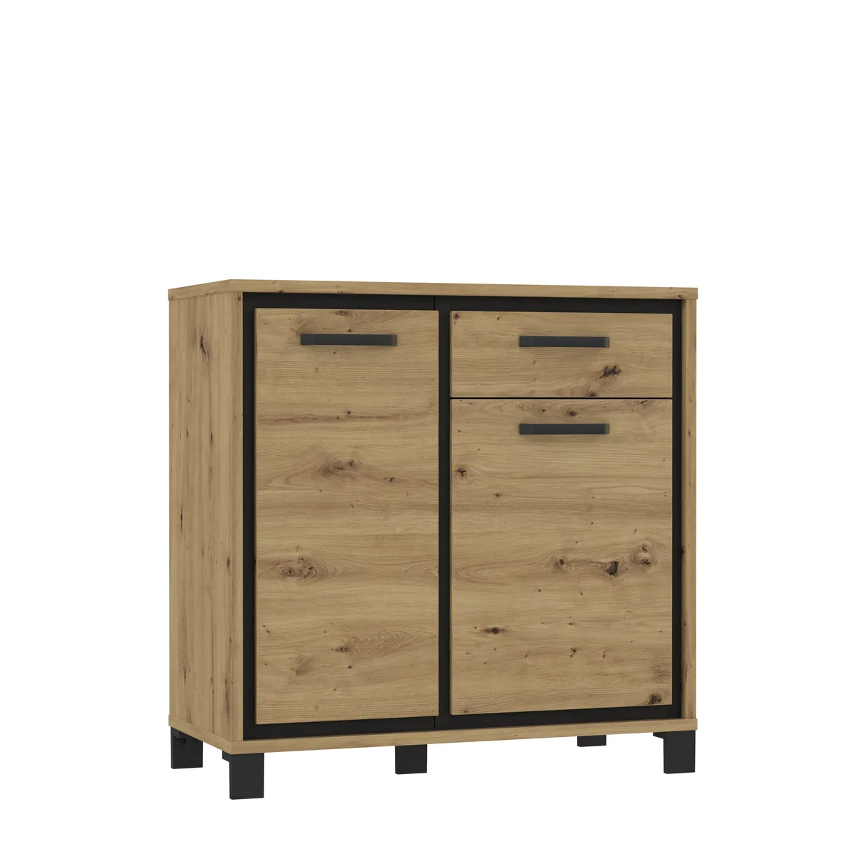Kommode FARIDA - Eiche Dekor, Schwarz