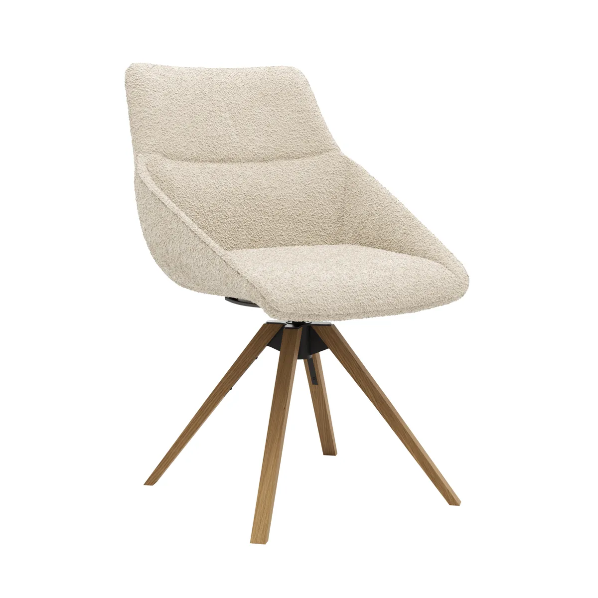 Stuhl Maluhia - mit niedriger Armlehne, drehbar, Stoff, Beige