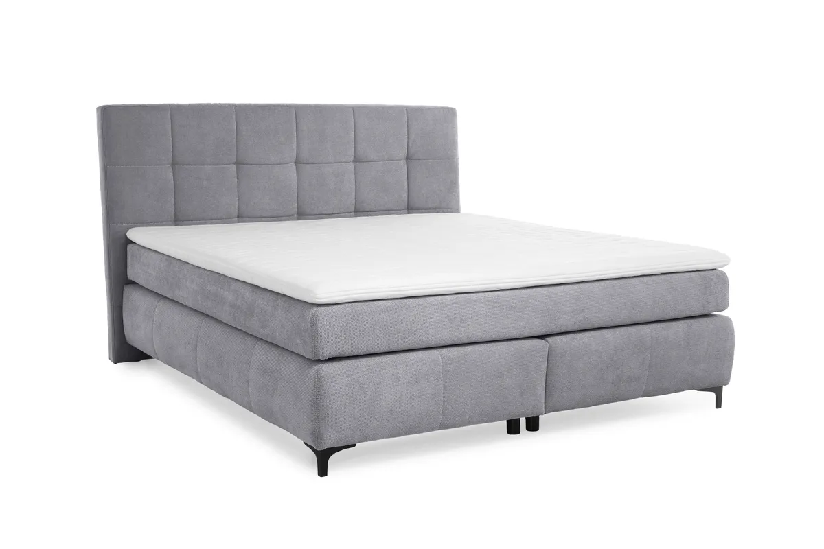 Boxspringbett- Ligefläche ca. 180x200 cm, Stoff, Hellgrau