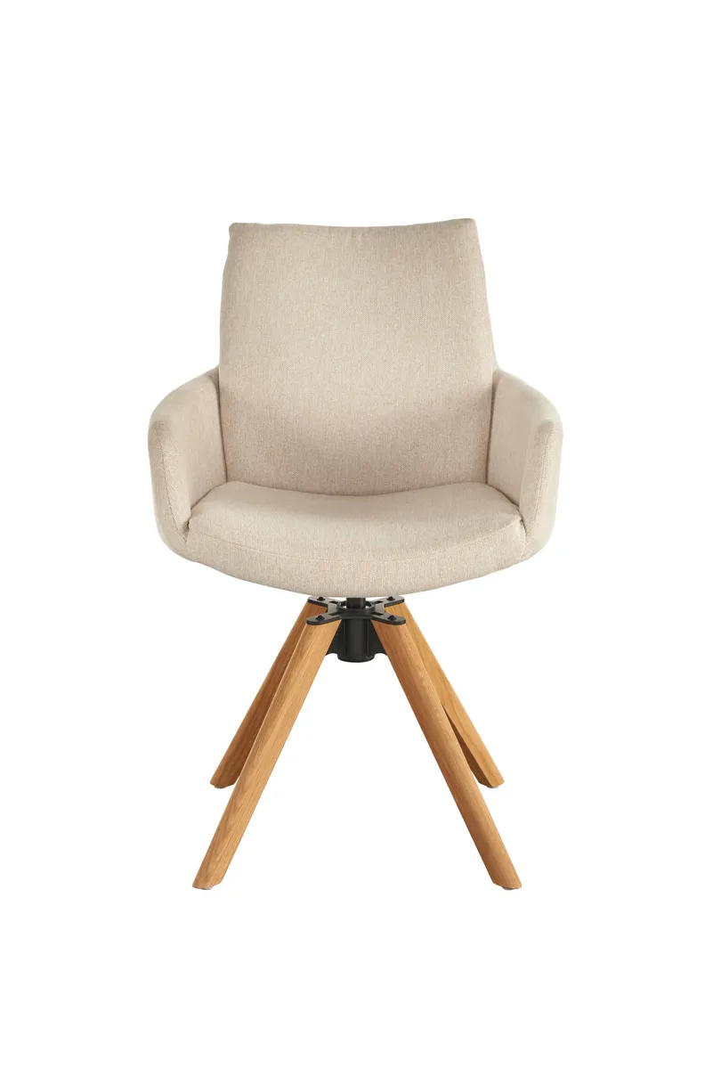 Polsterstuhl - mit Armlehne, drehbar, Stoff, Natur