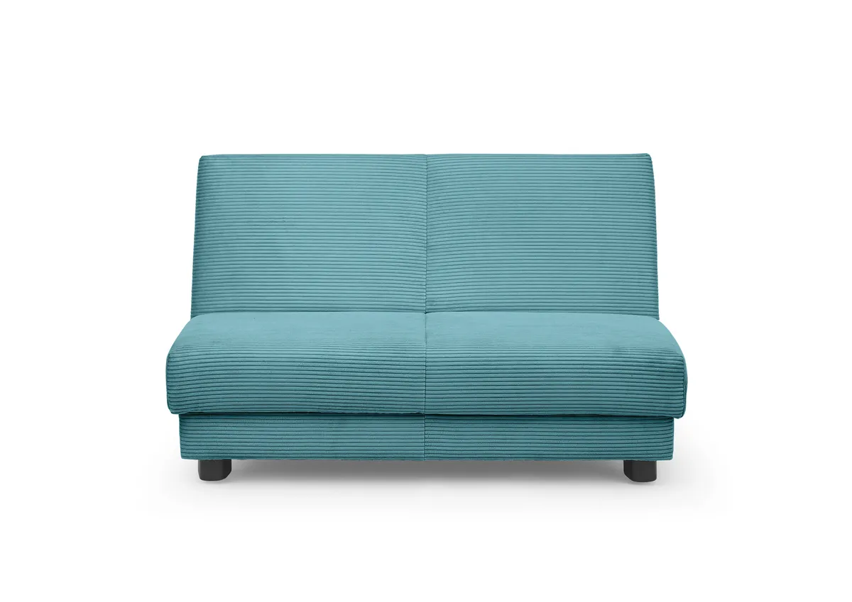  Schlafsofa EASY Optik A - 2-Sitzer ohne Armlehne, 140 cm inkl. Schlaffunktion, Cord, Türkis