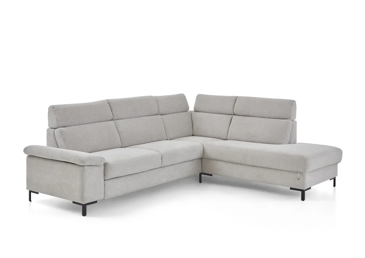 Ecksofa - 2-Sitzer mit Ecke rechts, Stoff, Grau