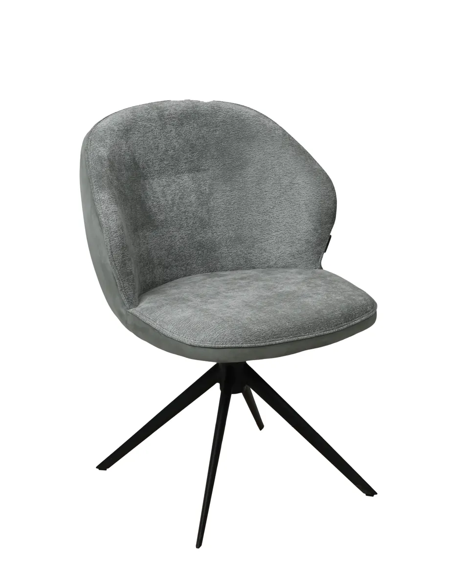 Stuhl MERRITH - drehbar, Stoff, Graublau